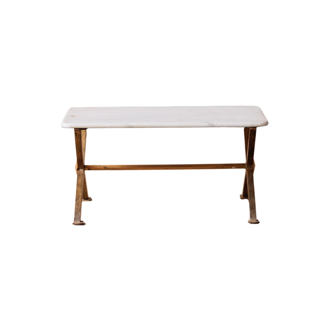 20th Century French Marble and Iron Coffee Table