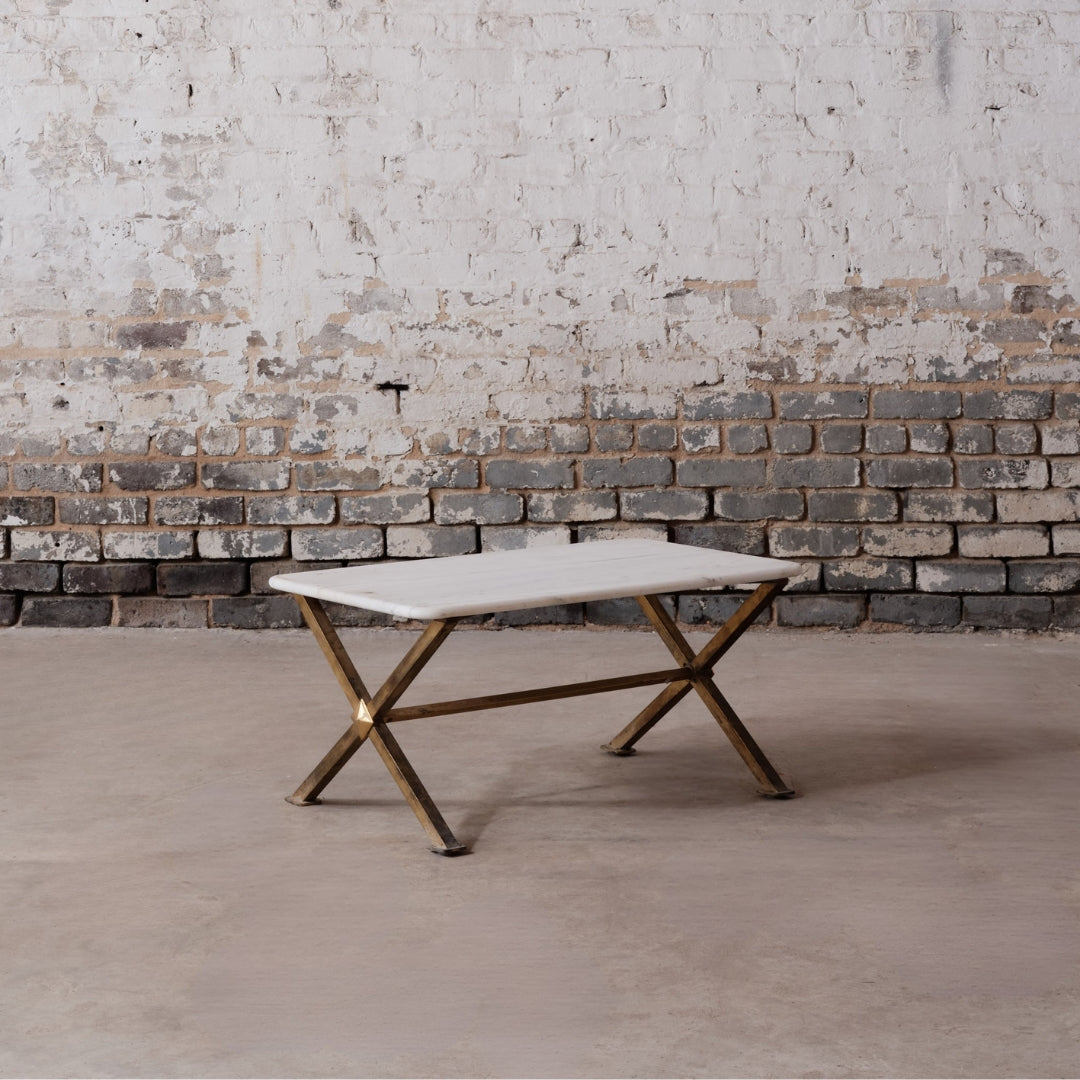 20th Century French Marble and Iron Coffee Table - Thumbnail 2