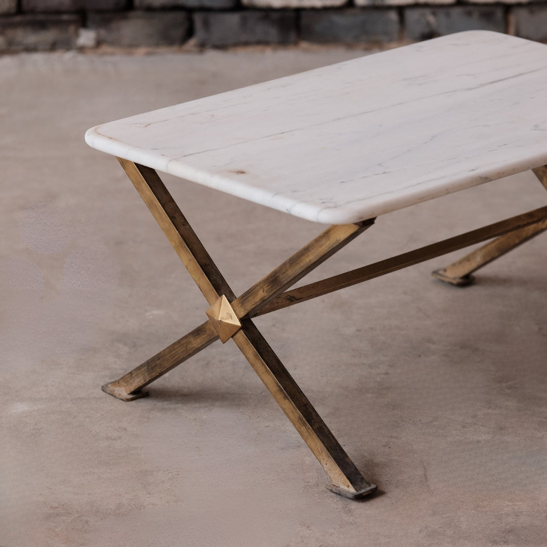 20th Century French Marble and Iron Coffee Table - Thumbnail 4