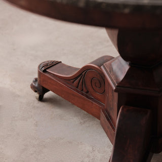 19th Century King Charles Mahogany Table with Marble Top
