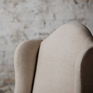 19th Century Italian Linen Wingback Chairs (Set of 2)
