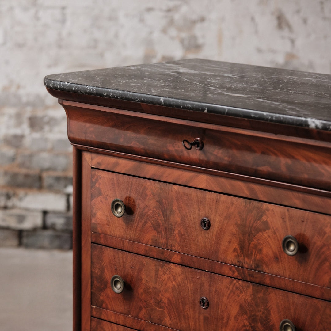 1850's French Louis Phillipe Mahogany Chest - Thumbnail 2