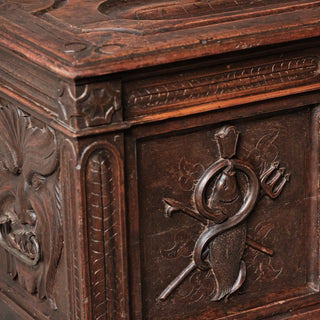19th Century French Carved Oak Hunt Chest
