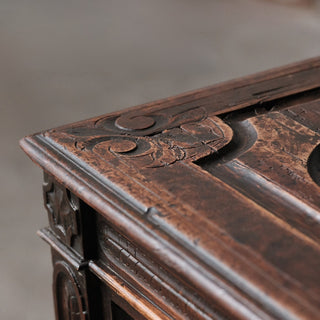 19th Century French Carved Oak Hunt Chest
