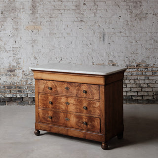 1850's Louis Phillipe Walnut Chest with White Marble Top
