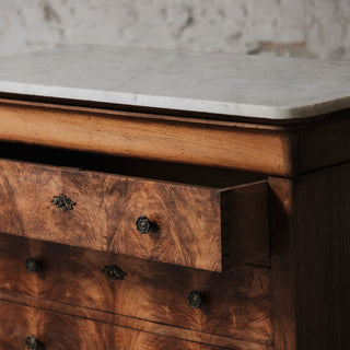 1850's Louis Phillipe Walnut Chest with White Marble Top
