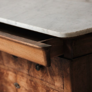 1850's Louis Phillipe Walnut Chest with White Marble Top
