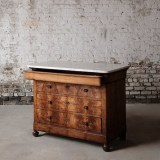 1850's Louis Phillipe Walnut Chest with White Marble Top
