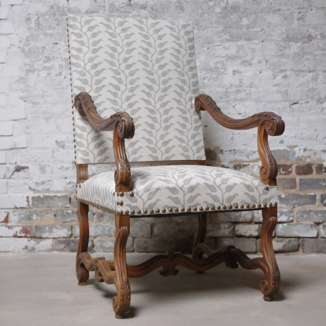 19th Century French Walnut Straight Back Armchair (Set of 2)