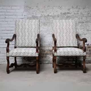 19th Century French Walnut Straight Back Armchair (Set of 2)
