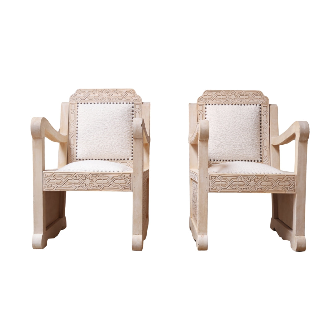 1920s French Moroccan Starburst Reclining Armchairs (Set of 2) - Thumbnail 2