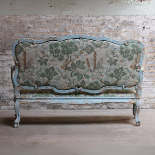 18th Century French Linen Blue Settee
