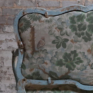 18th Century French Linen Blue Settee
