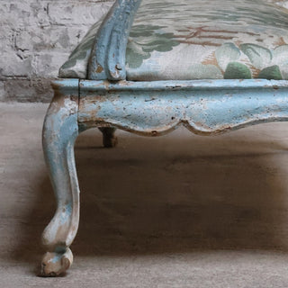 18th Century French Linen Blue Settee
