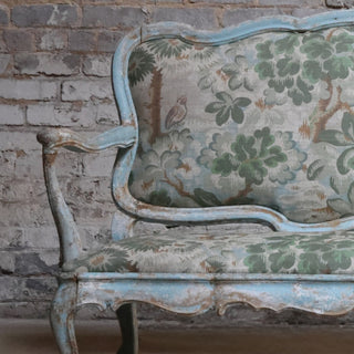 18th Century French Linen Blue Settee
