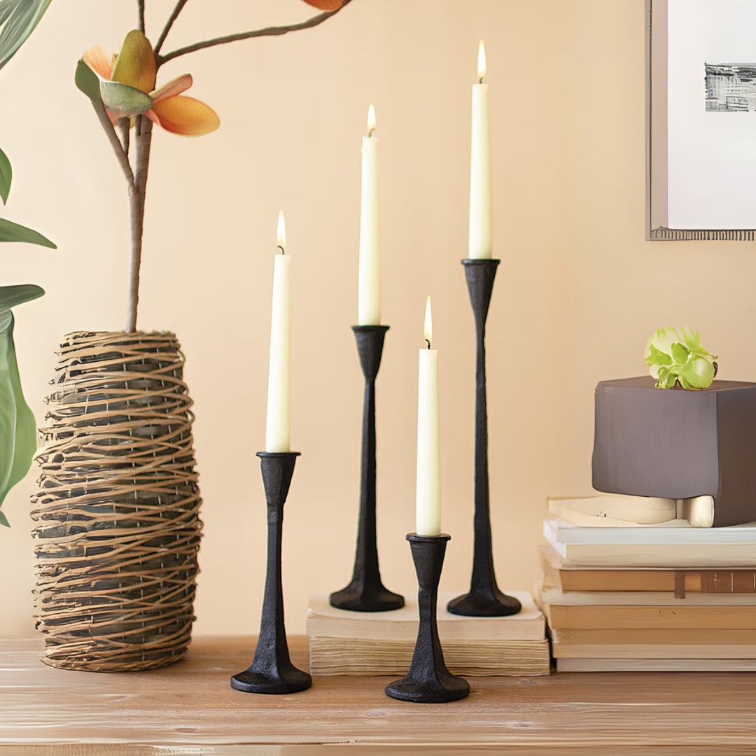 Cast Iron Taper Candle Holders (Set of 4)