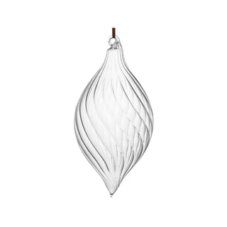 Glass Diagonal Swirl Drop Ornament
