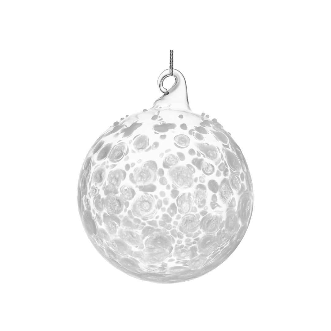 Glass Clear White Dots Ornament