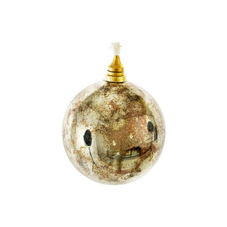 Aged Glass Round Oil Lamp
