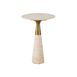 Pier Accent Table   Beige Travertine
