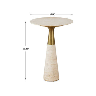Pier Accent Table   Beige Travertine

