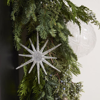 Short White Glistening Star Ornament
