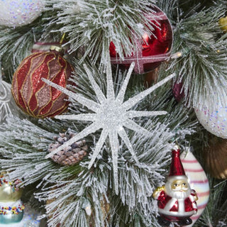 Short White Glistening Star Ornament
