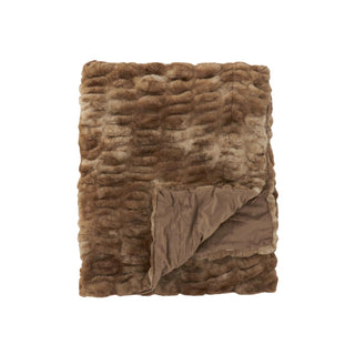 60" Brown Ribbed Vegan Fur Throw
