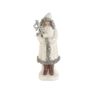 12" Glittered Santa with Silver Trim
