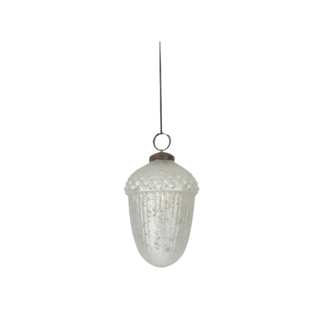 White Mercury Acorn Ornament
