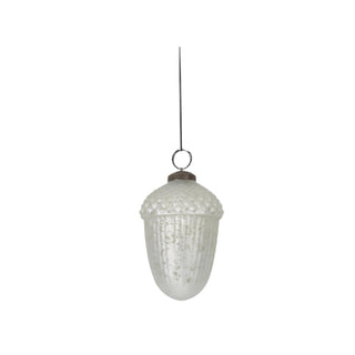 4.25" White Mercury Acorn Ornament
