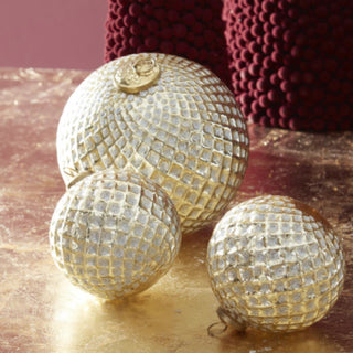 4" Gold Glitter Embossed Ornament
