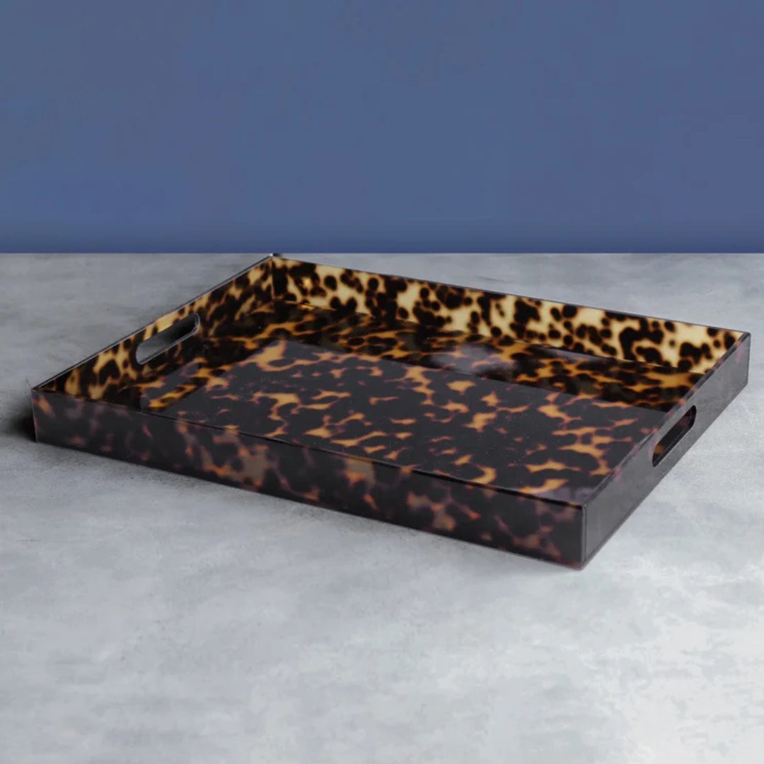 Vida Acrylic Tortoise Tray with Handles - Thumbnail 2