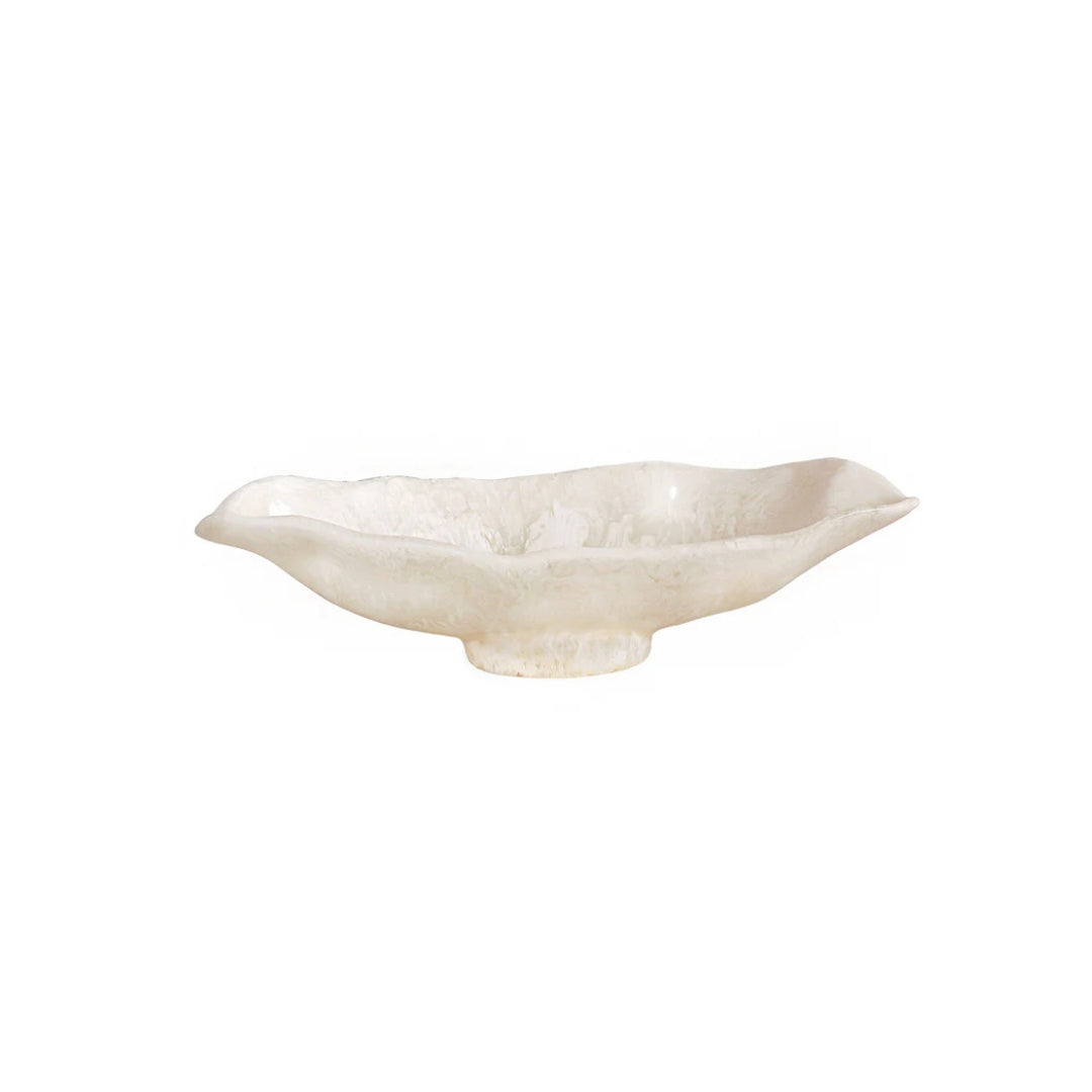 Resin Alabaster Oval Bowl (White Swirl, Medium) - Default Title - Christopher Collection