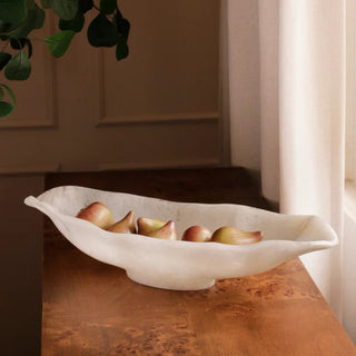 Resin Alabaster Oval Bowl (White Swirl, Medium)
