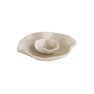 Resin Alabaster Bowl with Dip (White Swirl)
