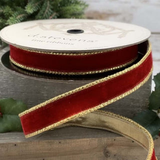 1" Red Velvet Gold Braid Edge (10 yd)
