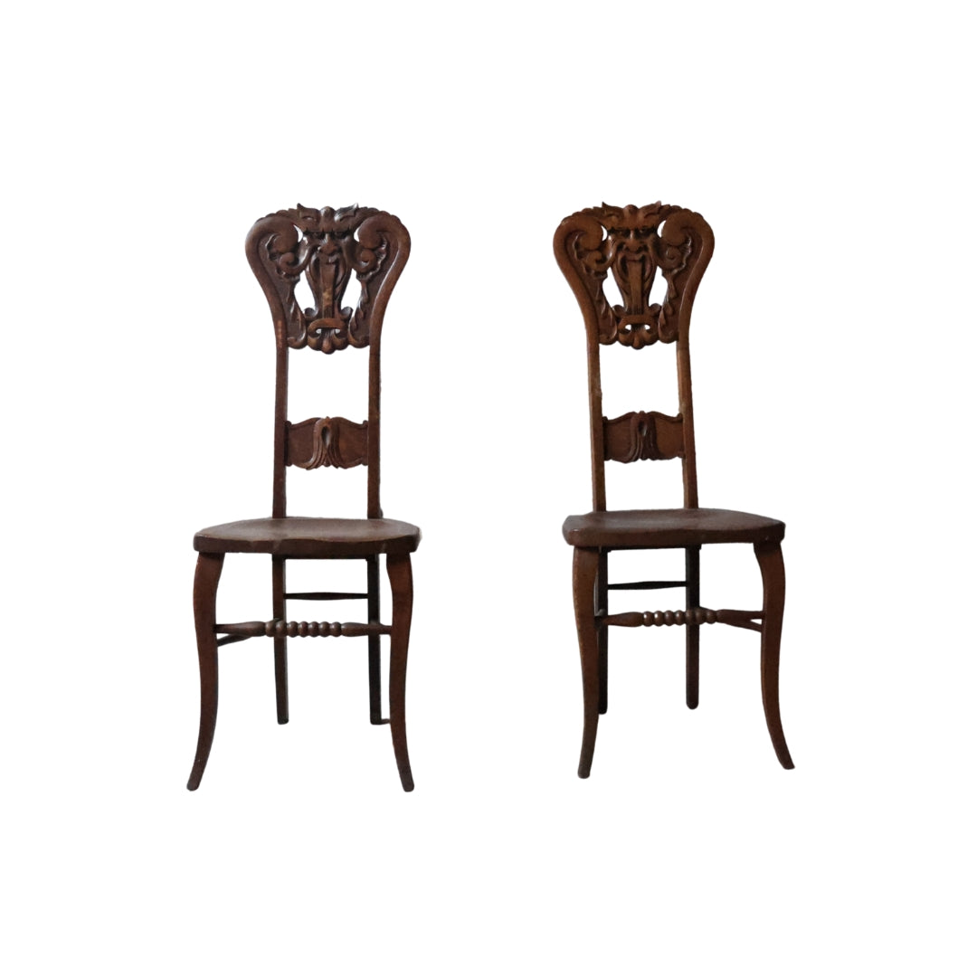 Vintage Carved Back Chairs