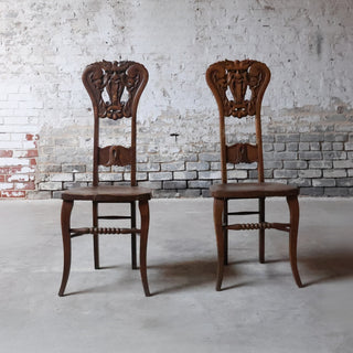 Vintage Carved Back Chairs (Set of 2)
