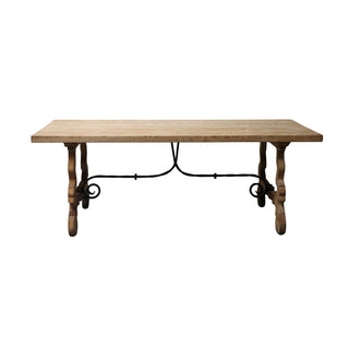 Bleached Dining Table with Iron Detail
