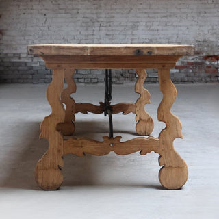 Bleached Dining Table with Iron Detail
