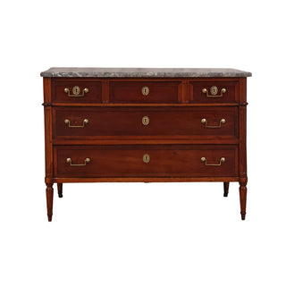 19th Century Louis XVI 3 Drawer Chest with Grey Marble Top
