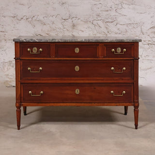 19th Century Louis XVI 3 Drawer Chest with Grey Marble Top
