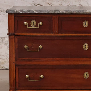 19th Century Louis XVI 3 Drawer Chest with Grey Marble Top
