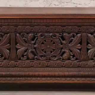 19th Century Italian Carved Oak Cassapanca
