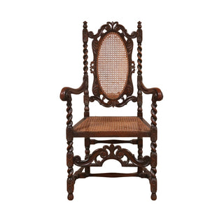 19th Century English Oak Barley Twist and Cane Chair
