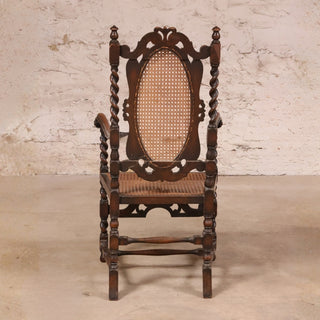 19th Century English Oak Barley Twist and Cane Chair
