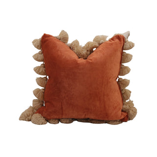 Orange Pillow with Tassels
