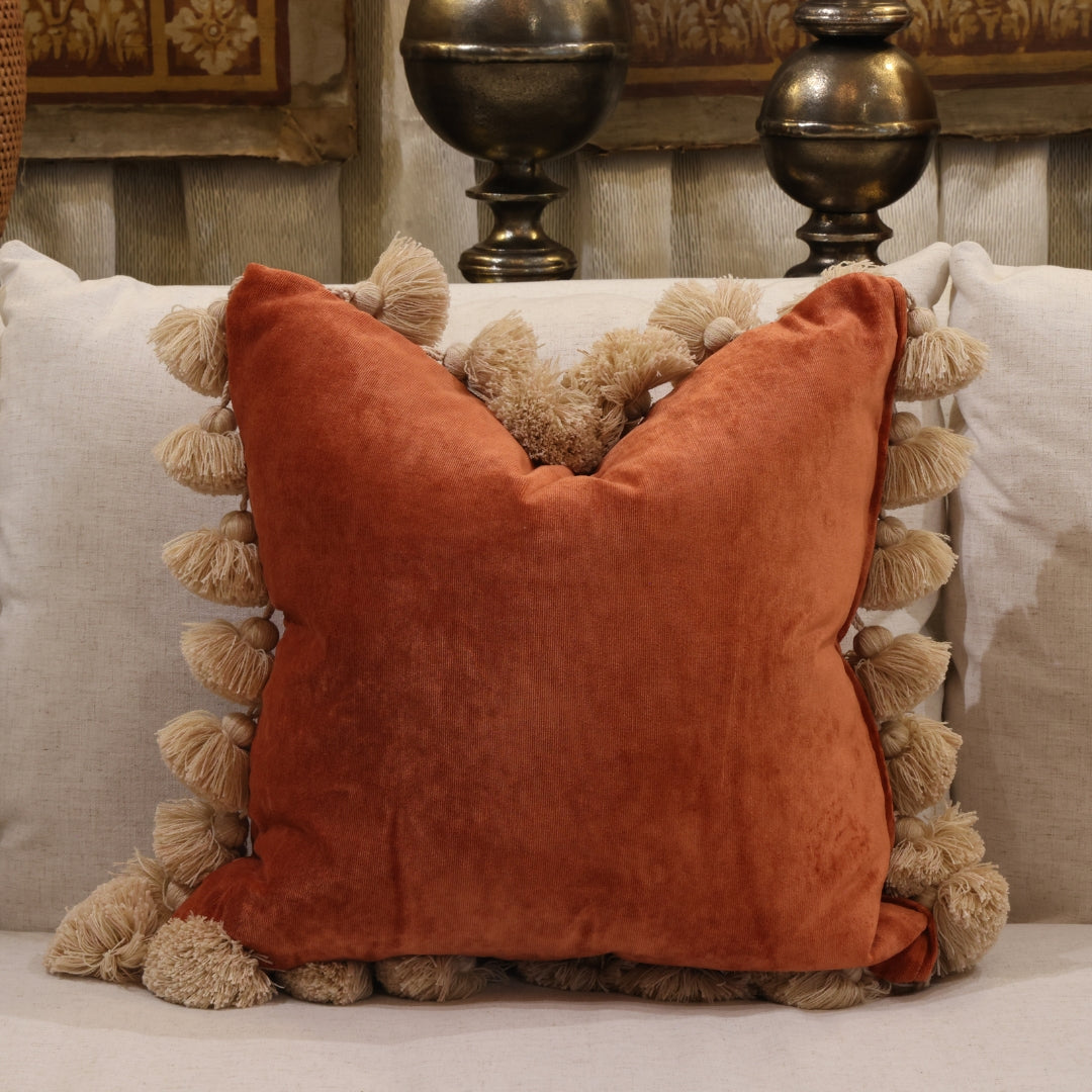 Orange Pillow with Tassels - Thumbnail 3