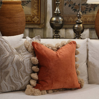 Orange Pillow with Tassels
